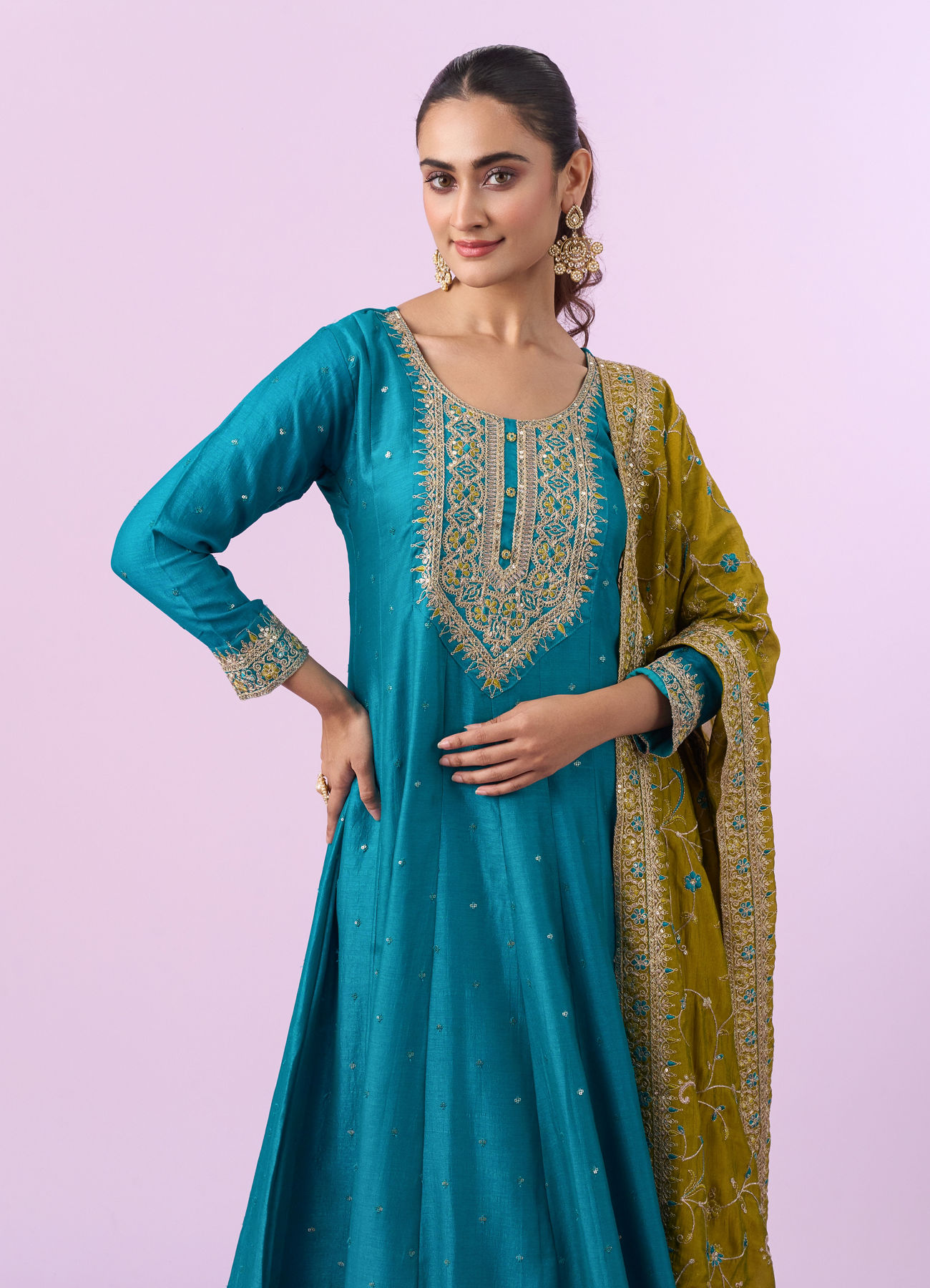 Mohey Women Ethereal Blue Anarkali Suit