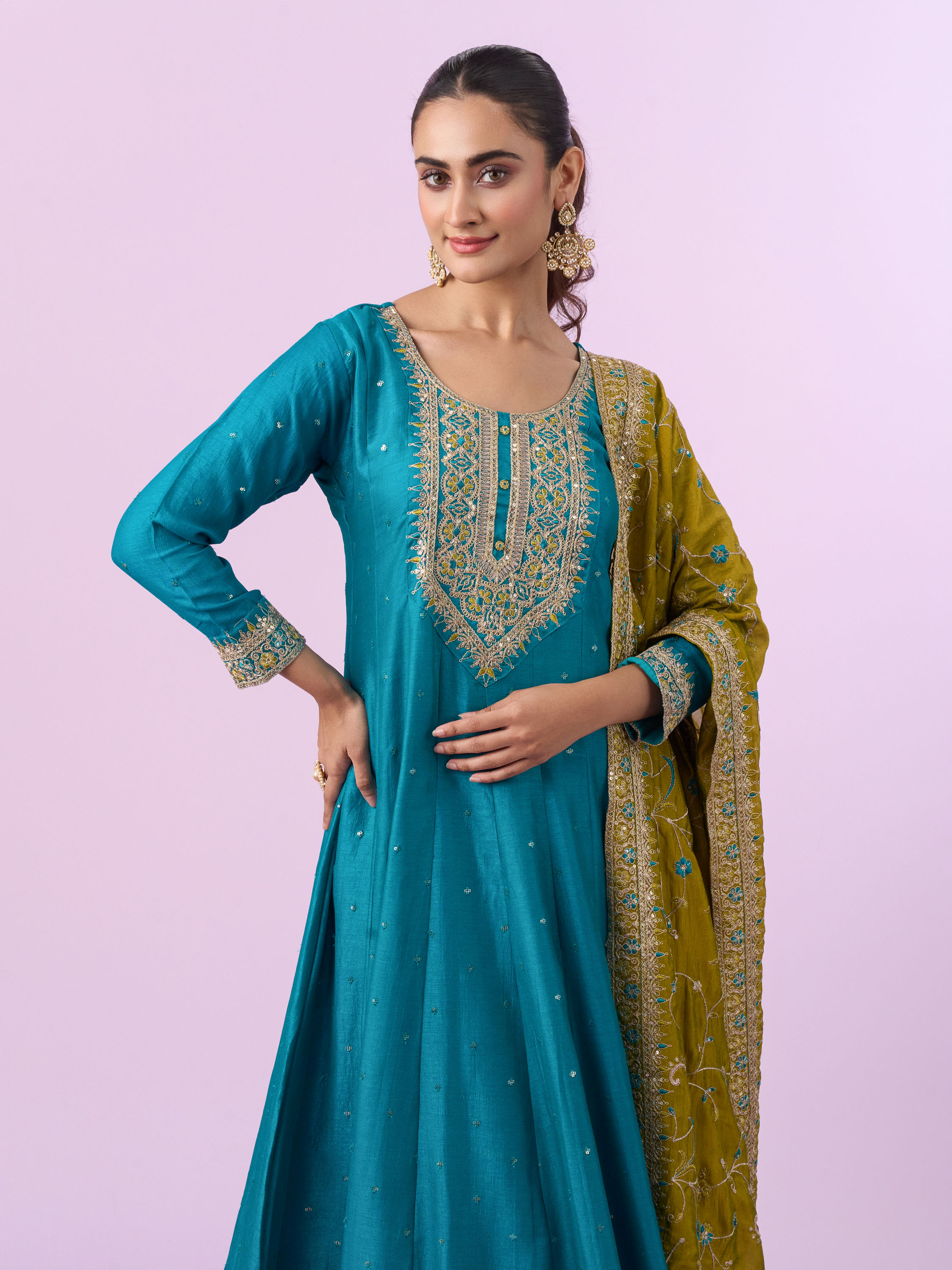 Mohey Women Ethereal Blue Anarkali Suit
