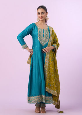 Mohey Women Ethereal Blue Anarkali Suit