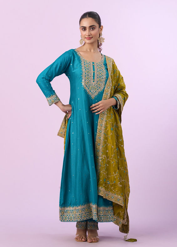 Mohey Women Ethereal Blue Anarkali Suit