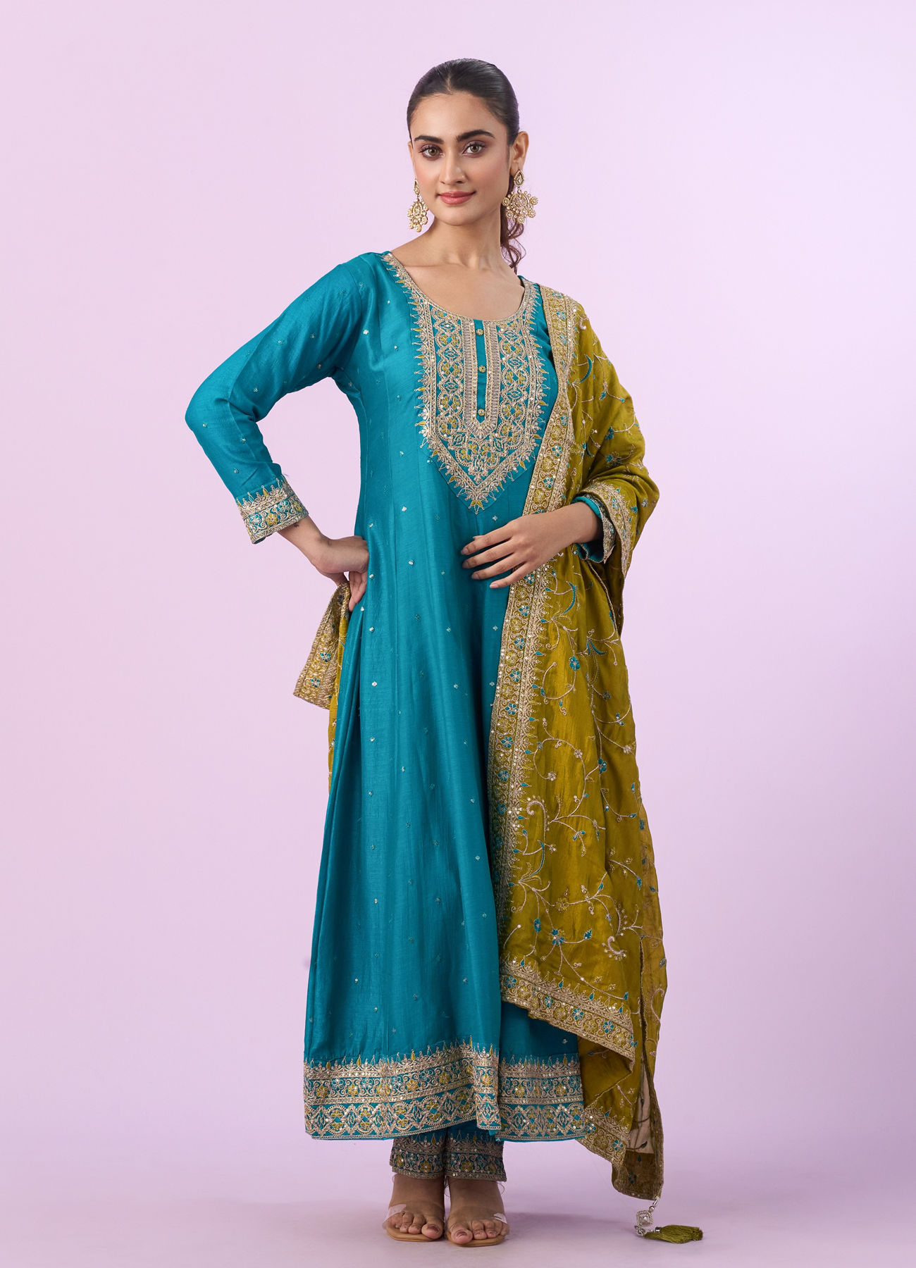 Mohey Women Ethereal Blue Anarkali Suit