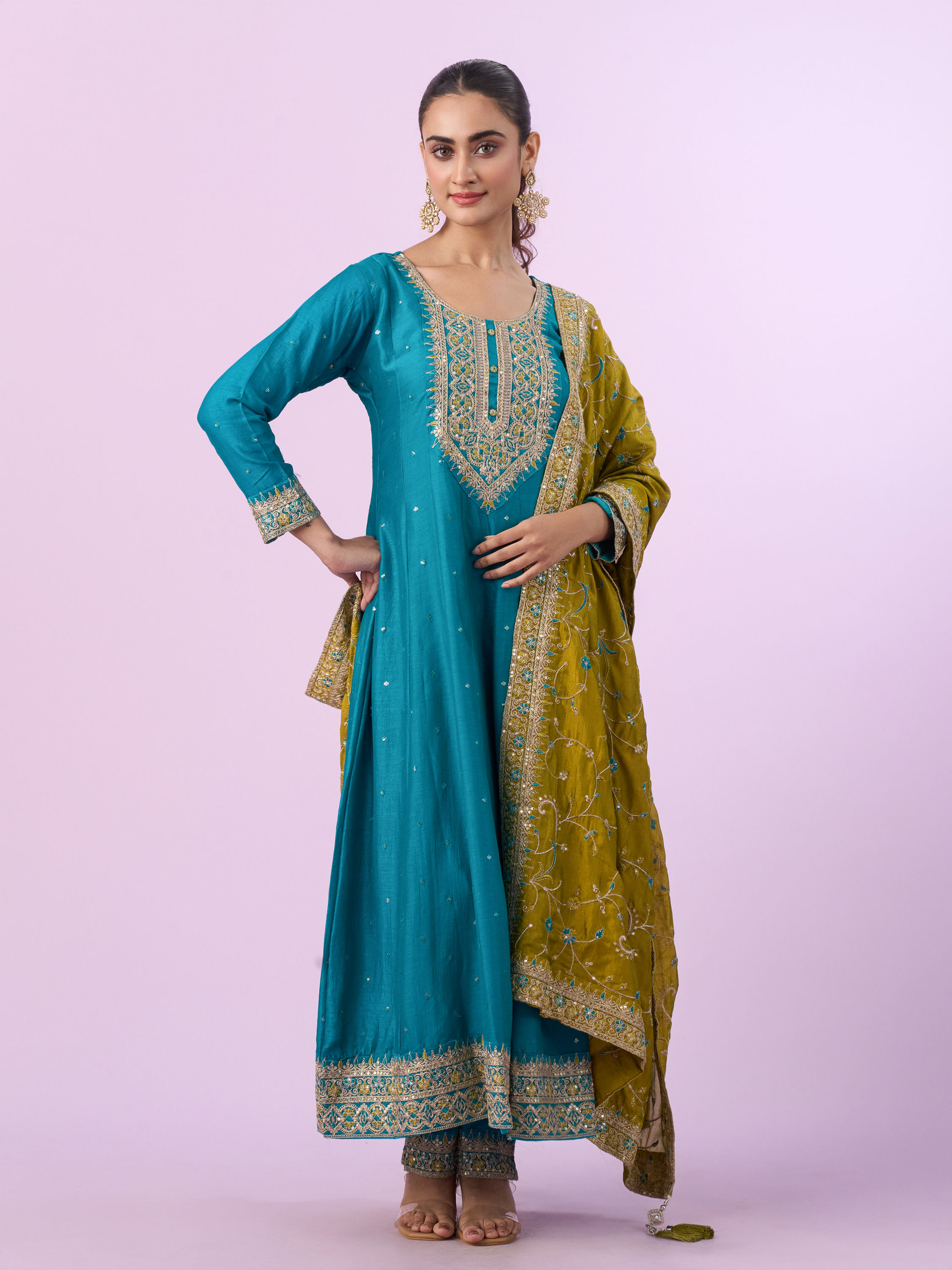 Mohey Women Ethereal Blue Anarkali Suit