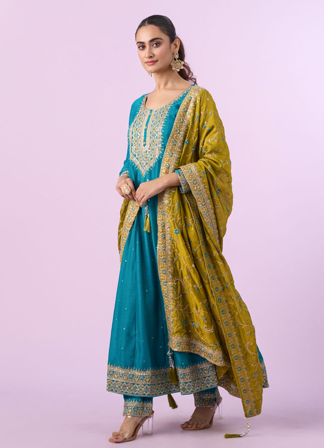 Mohey Women Ethereal Blue Anarkali Suit