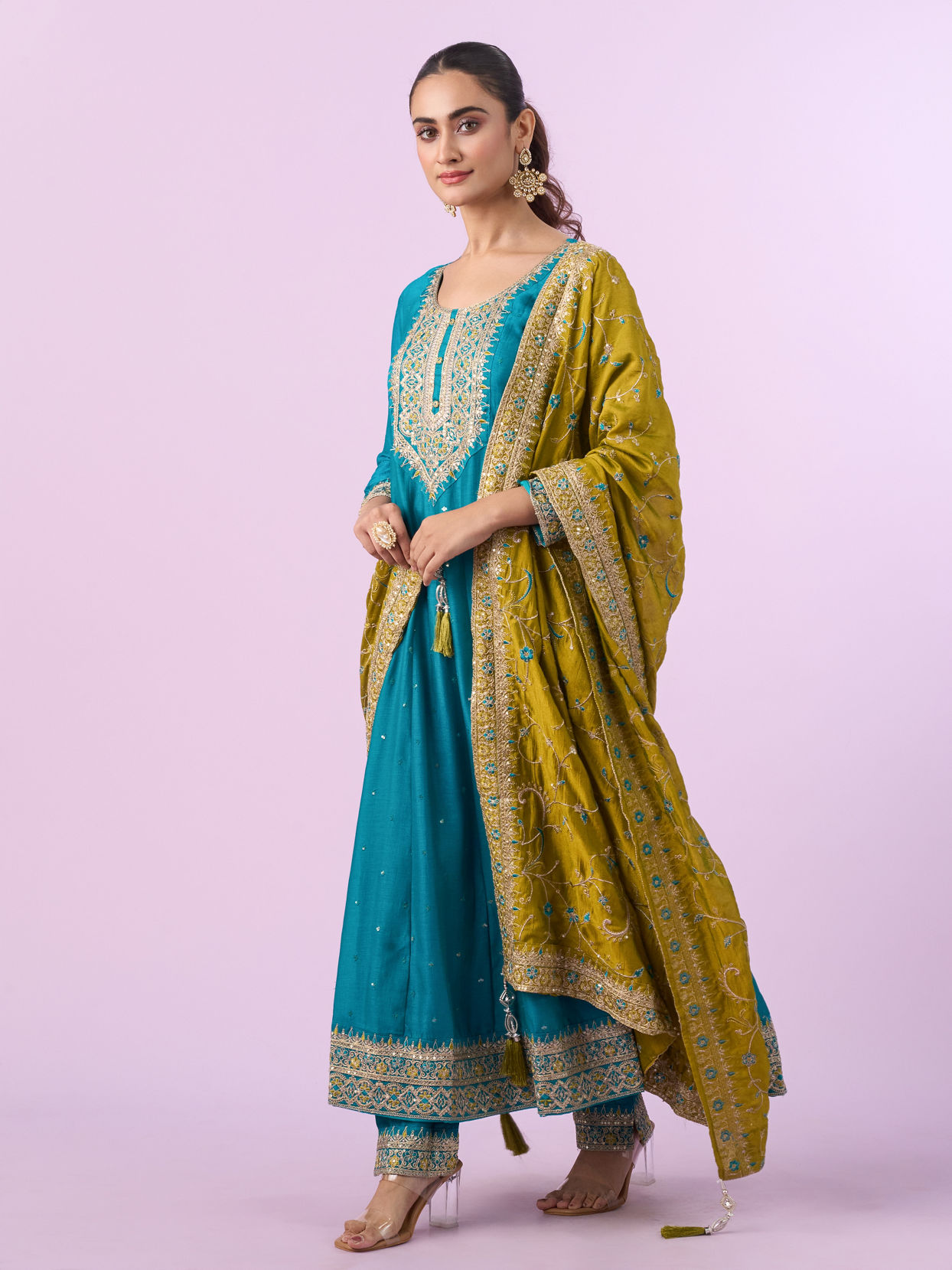 Mohey Women Ethereal Blue Anarkali Suit