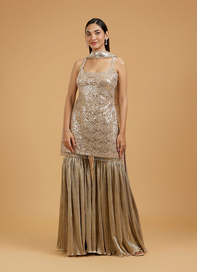 Mohey Women Beige Elegance Sharara Suit