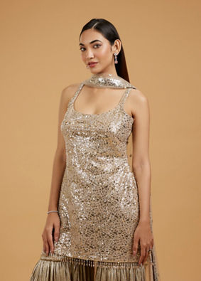 Mohey Women Beige Elegance Sharara Suit