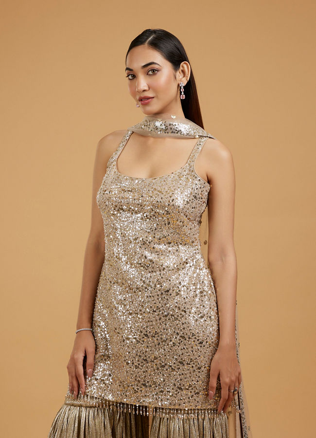 Mohey Women Beige Elegance Sharara Suit