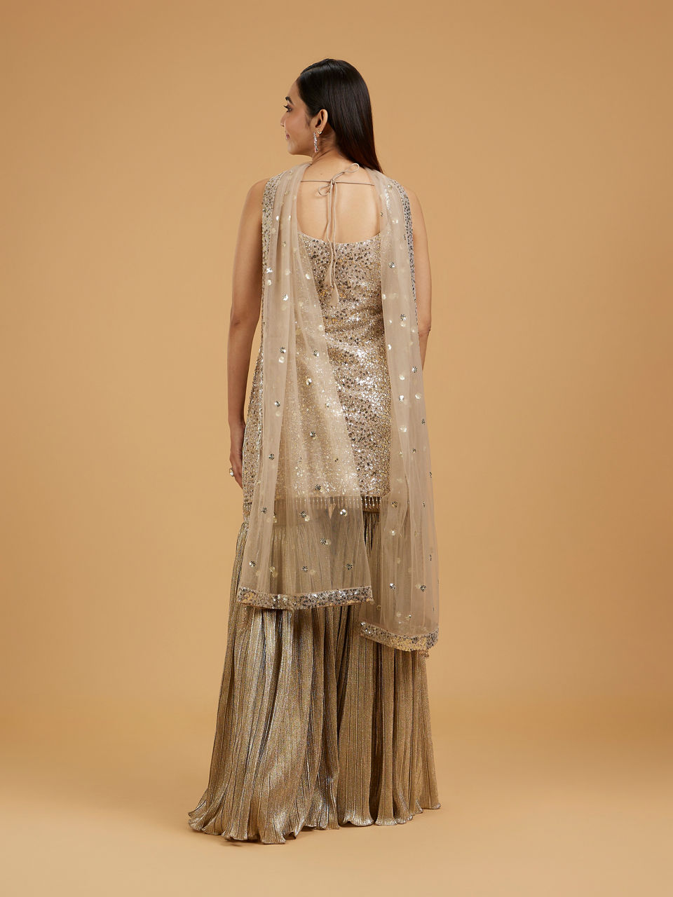 Mohey Women Beige Elegance Sharara Suit