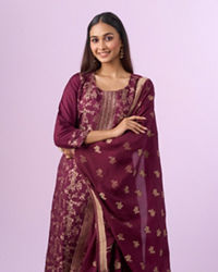 Mohey Women Graceful Wine Straight Suit
