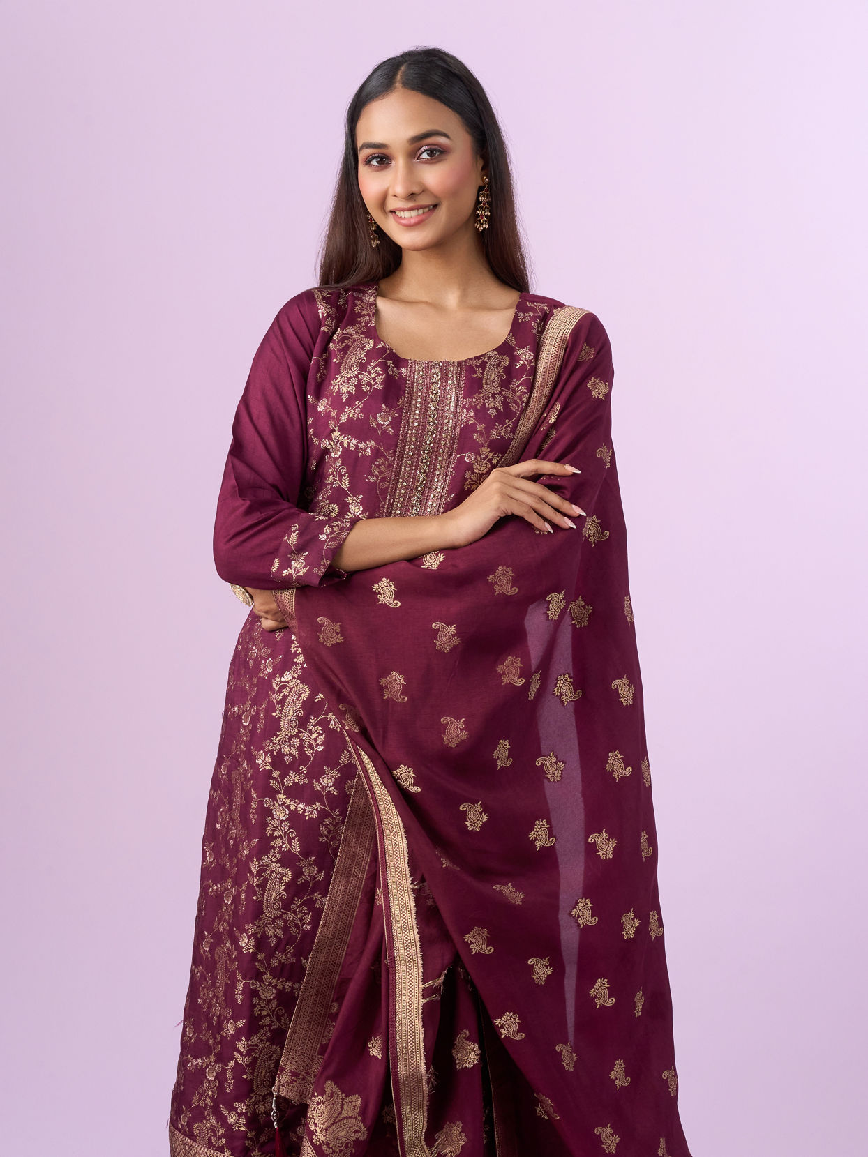 Mohey Women Graceful Wine Straight Suit