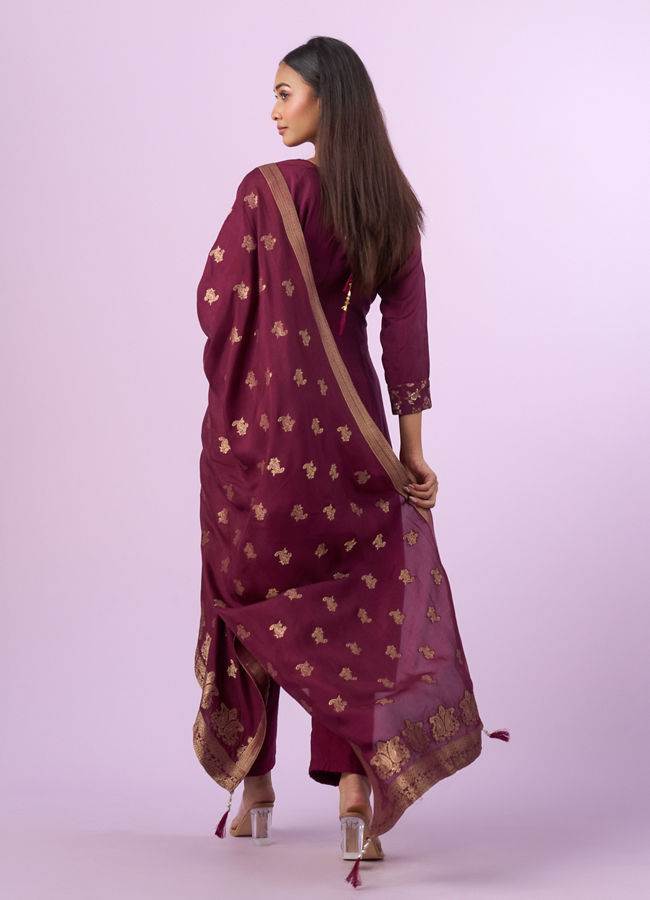 Mohey Women Graceful Wine Straight Suit
