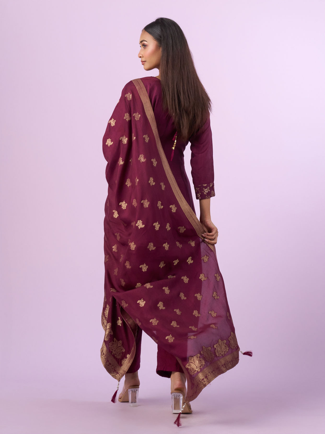 Mohey Women Graceful Wine Straight Suit