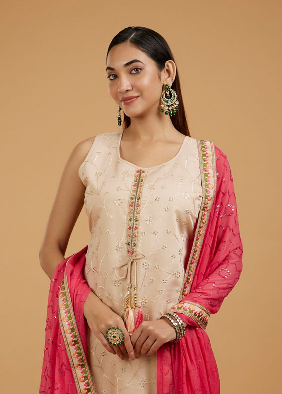 Mohey Women Cream Radiance Straight Suit