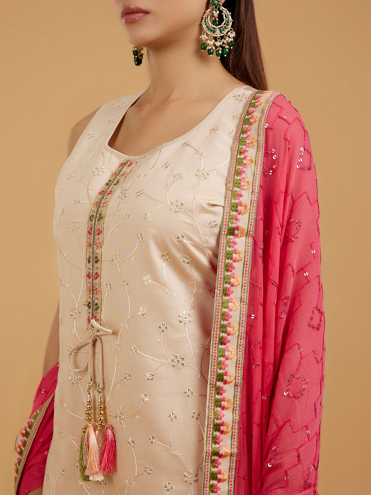 Mohey Women Cream Radiance Straight Suit