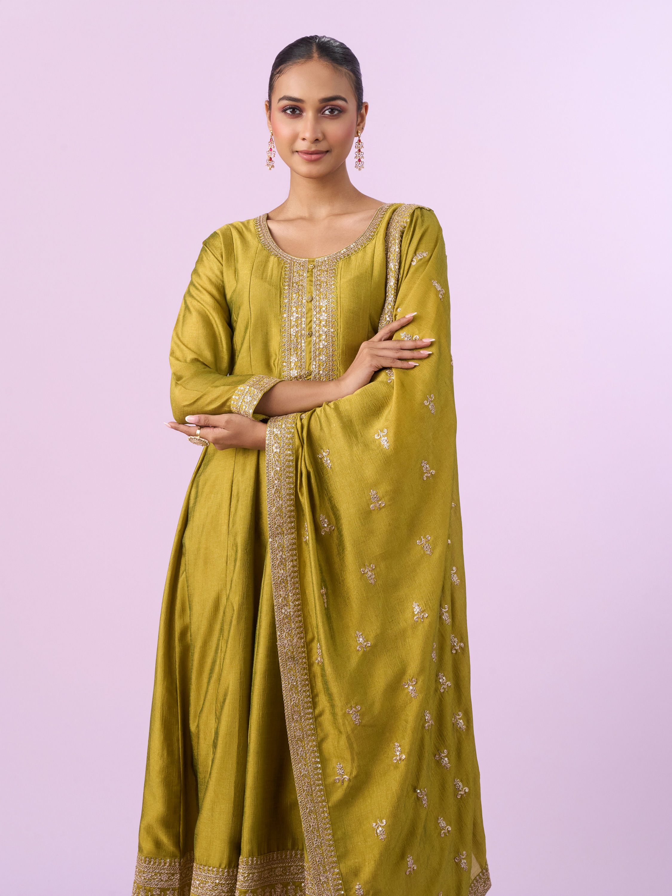 Mohey Women Emerald Elegance Anarkali Suit