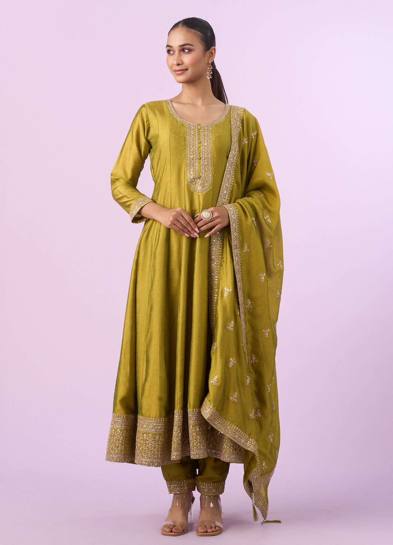 Mohey Women Emerald Elegance Anarkali Suit