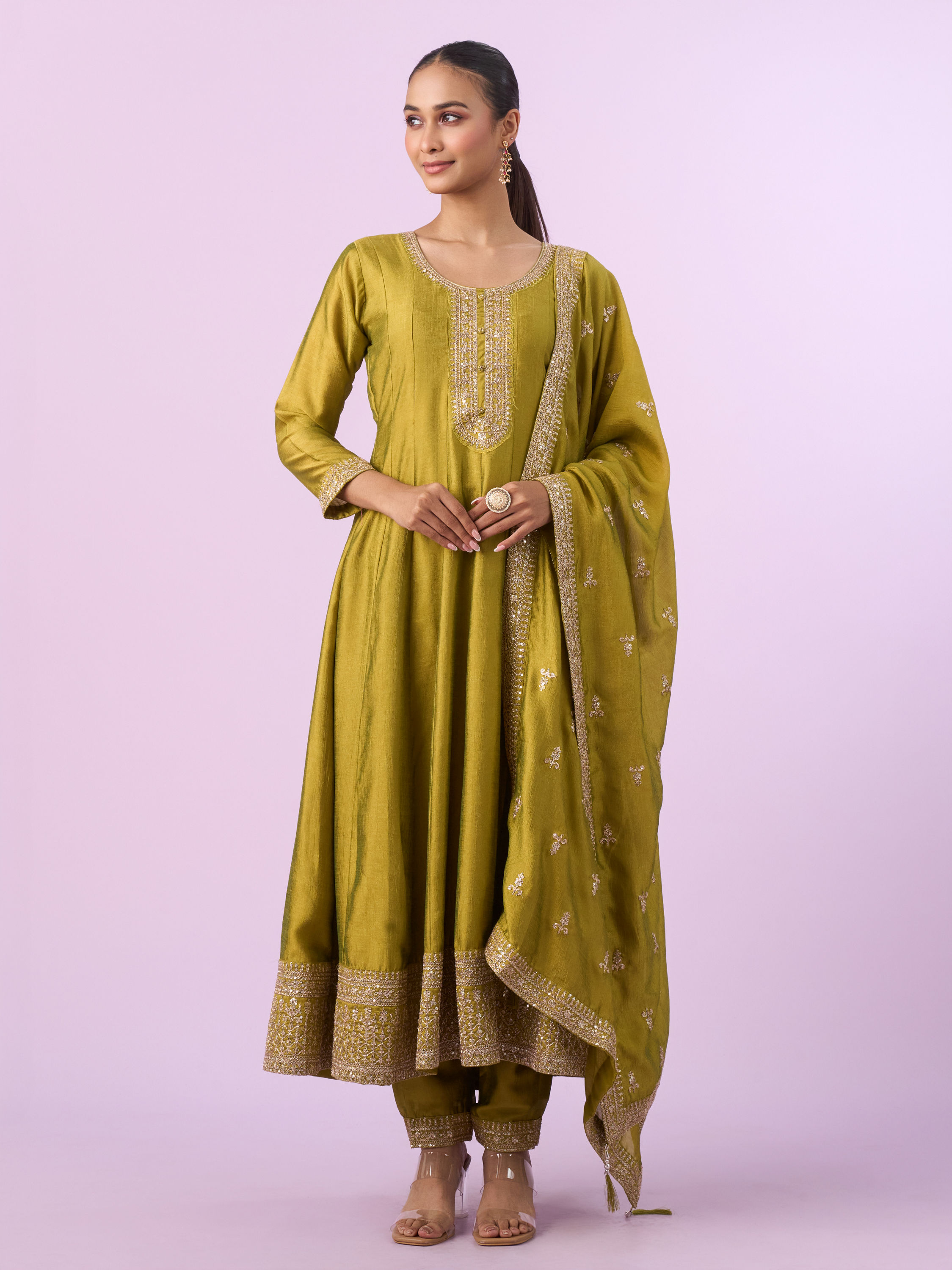 Mohey Women Emerald Elegance Anarkali Suit