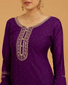 Mohey Women Royal Purple Rhinestone Embellished Suit Set with Buta Embroidered Dupatta