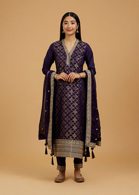 Mohey Women Majestic Purple Straight Suit
