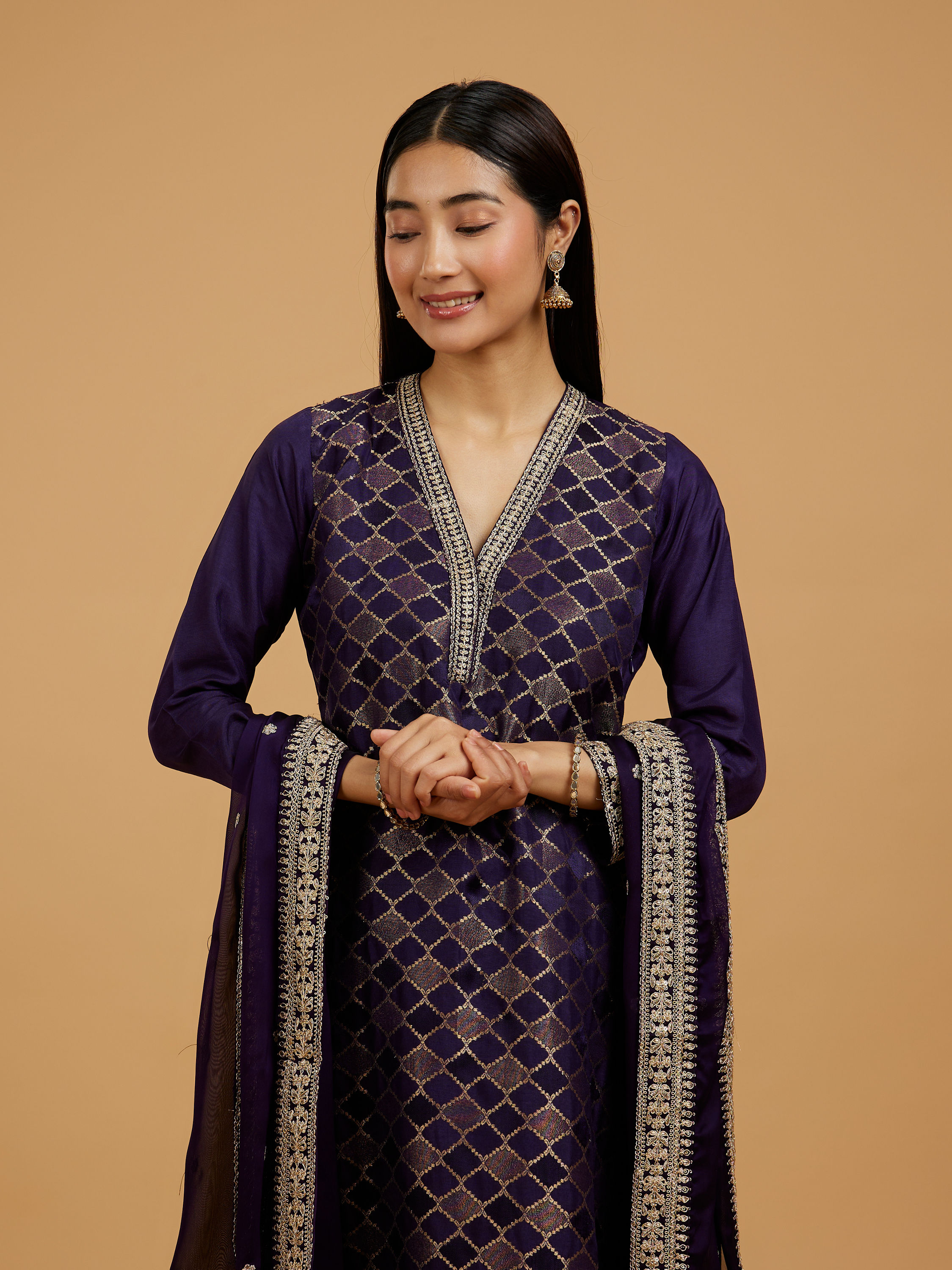 Mohey Women Majestic Purple Straight Suit