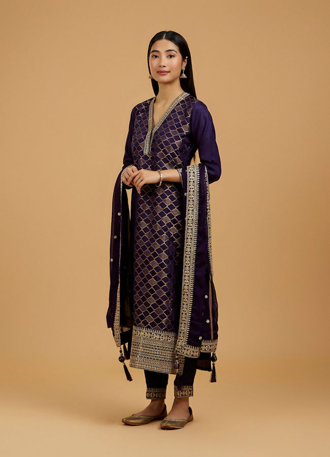 Mohey Women Majestic Purple Straight Suit