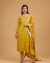 Mustard Art Silk Straight Suit