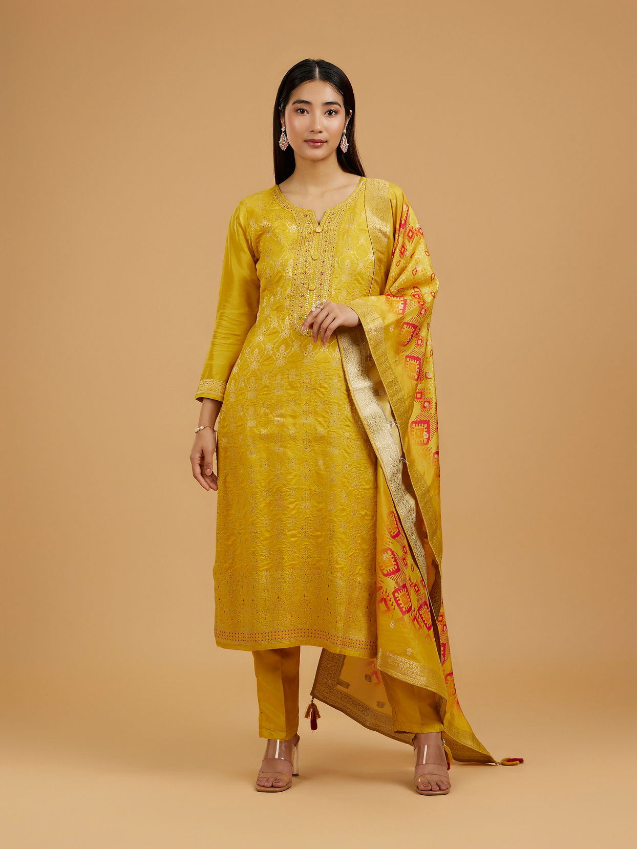 Mohey Women Mustard Straight Suit
