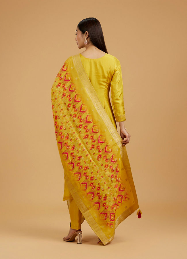 Mohey Women Mustard Art Silk Straight Suit