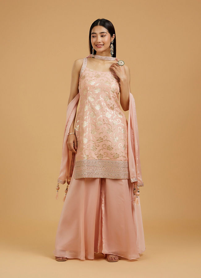 Mohey Women Elegant Peach Palazzo Suit