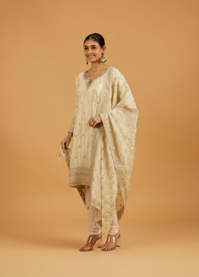 Mohey Women Cream Elegance Stitched Suit image number 2