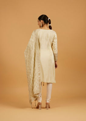 Mohey Women Cream Elegance Stitched Suit image number 4