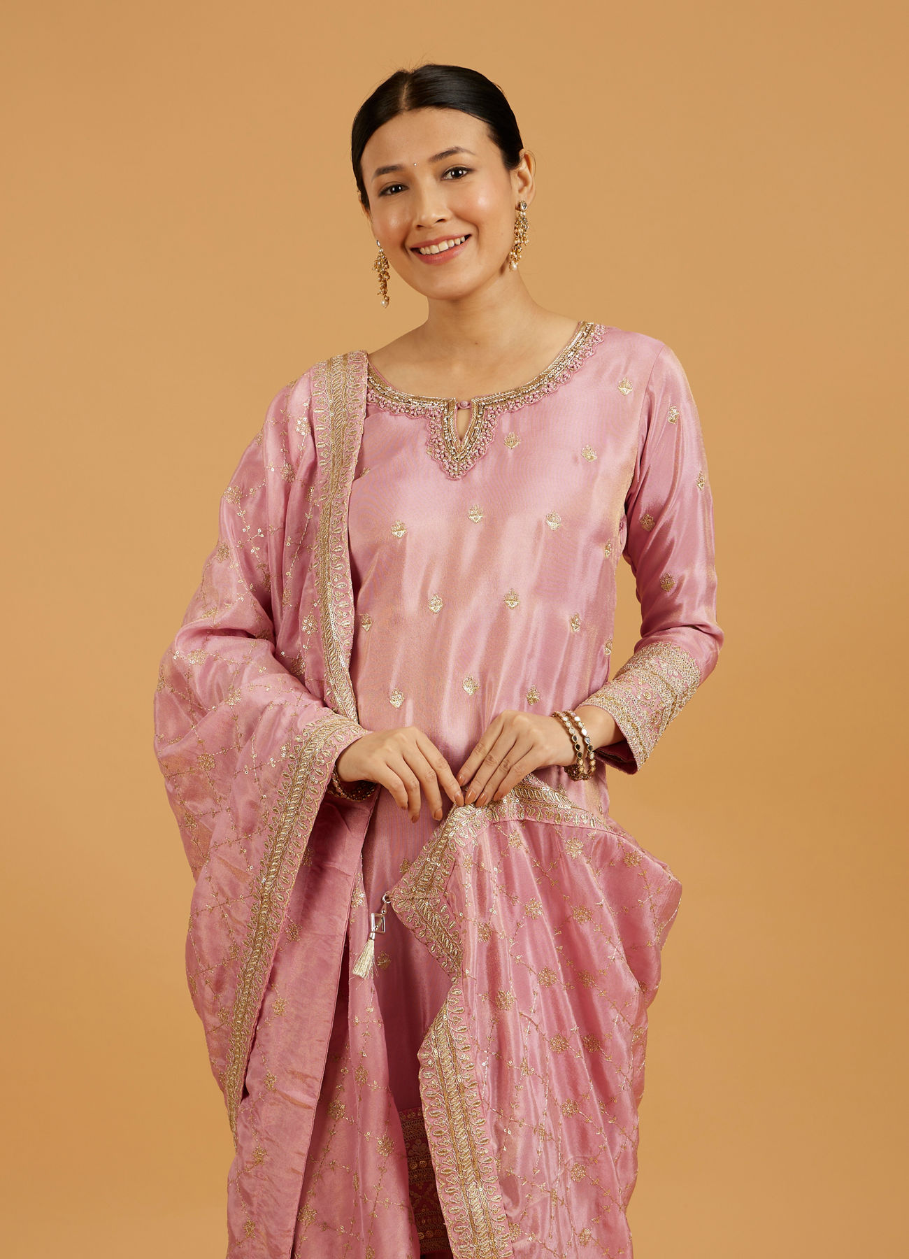 Mohey Women Pink Enchantment Stitched Suit