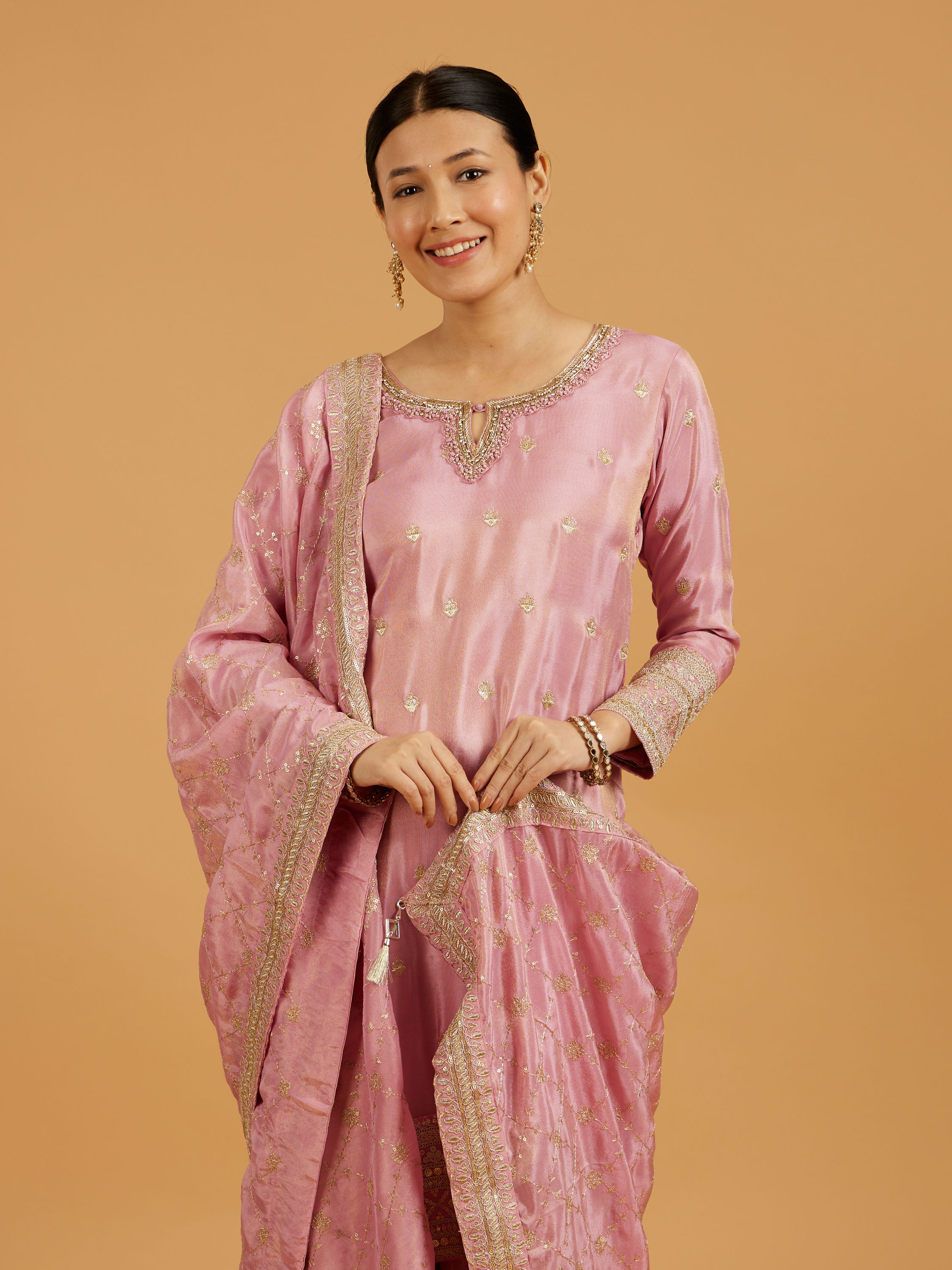 Mohey Women Pink Enchantment Stitched Suit