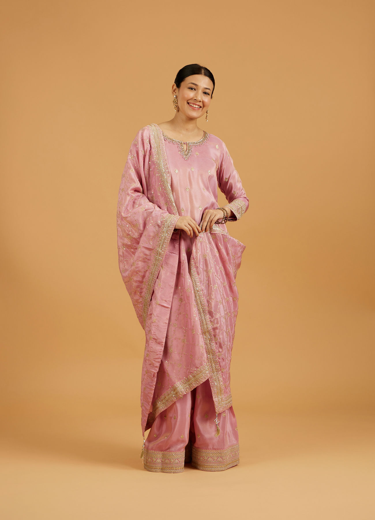 Mohey Women Pink Enchantment Stitched Suit