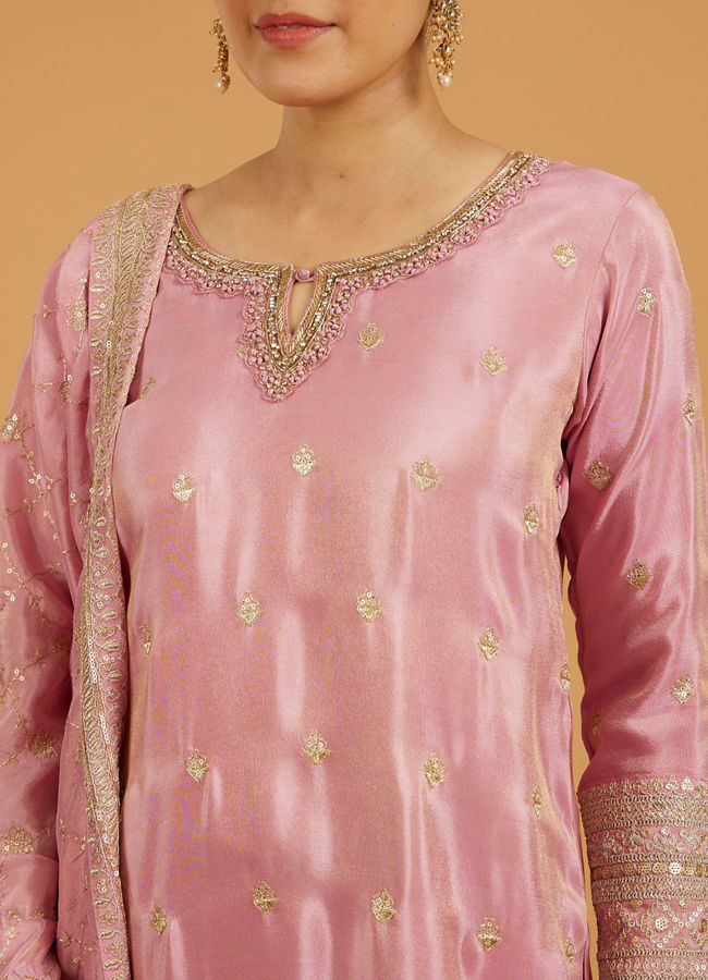 Mohey Women Pink Enchantment Stitched Suit image number 3