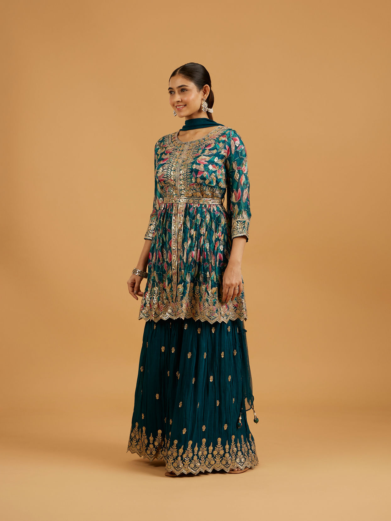 Mohey Women Blue Chinon Fashionable Sharara Suit