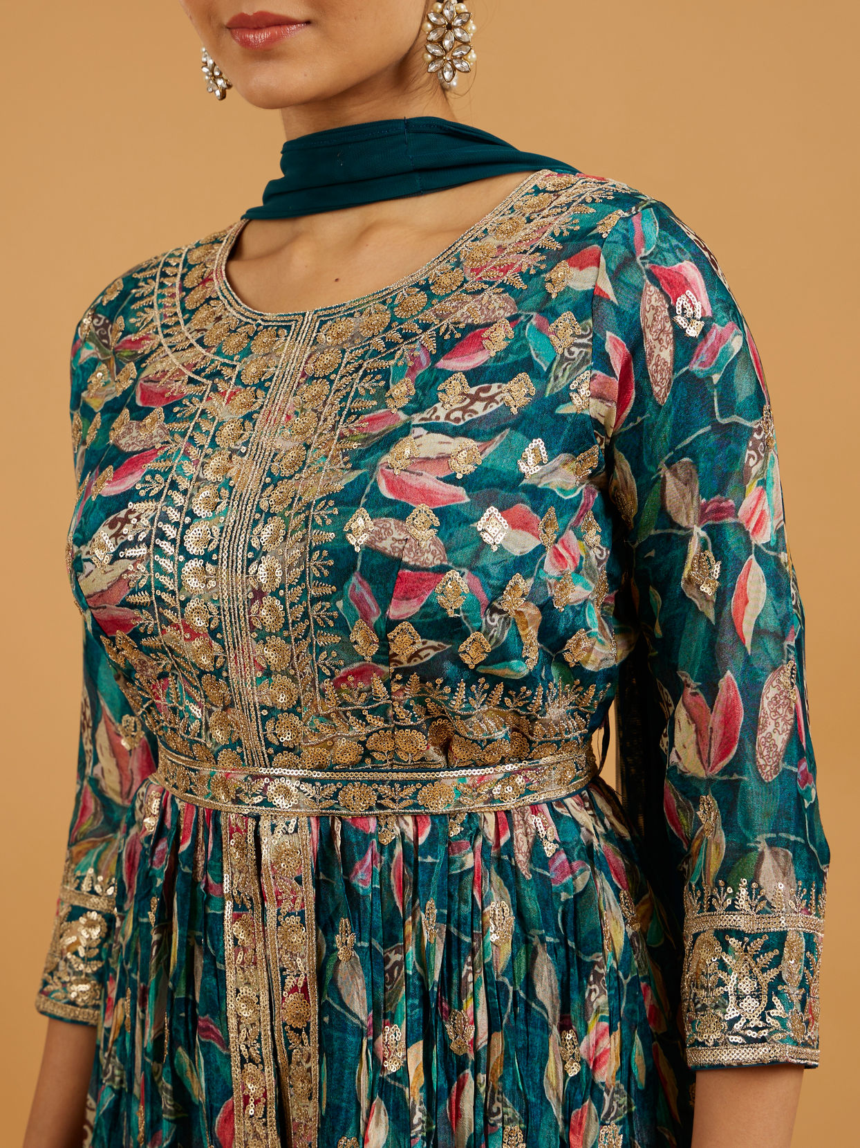 Mohey Women Blue Chinon Fashionable Sharara Suit