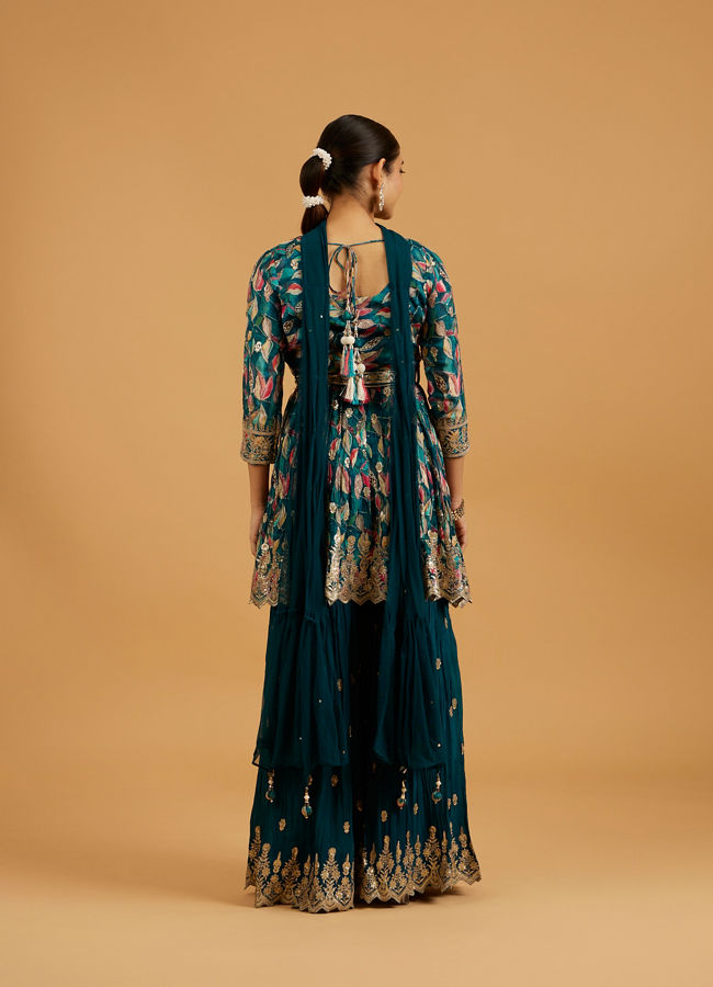 Mohey Women Blue Chinon Fashionable Sharara Suit