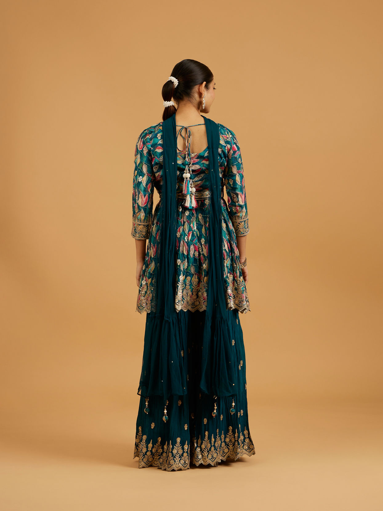 Mohey Women Blue Chinon Fashionable Sharara Suit