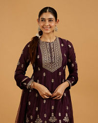 Mohey Women Wine Extravaganza Georgette Palazzo Suit