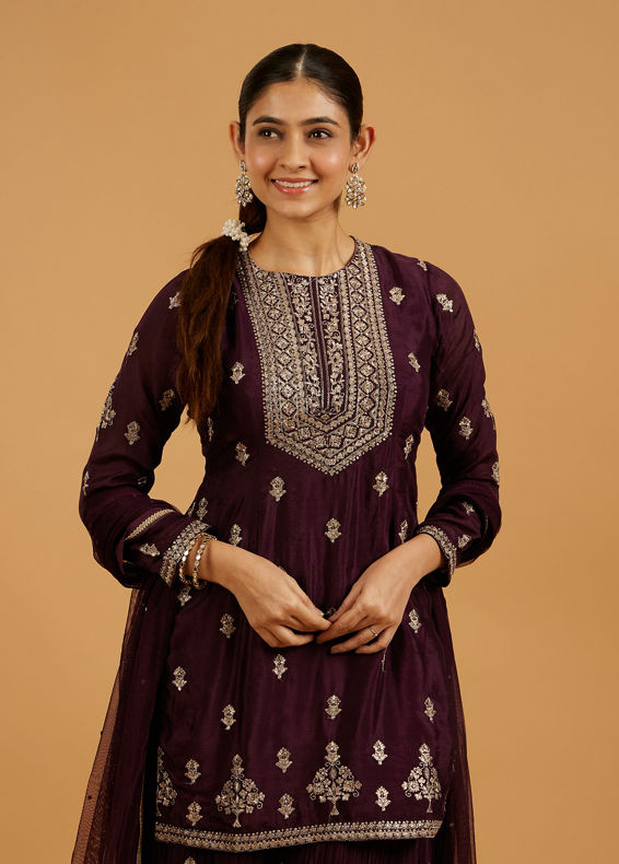 Mohey Women Wine Extravaganza Georgette Palazzo Suit