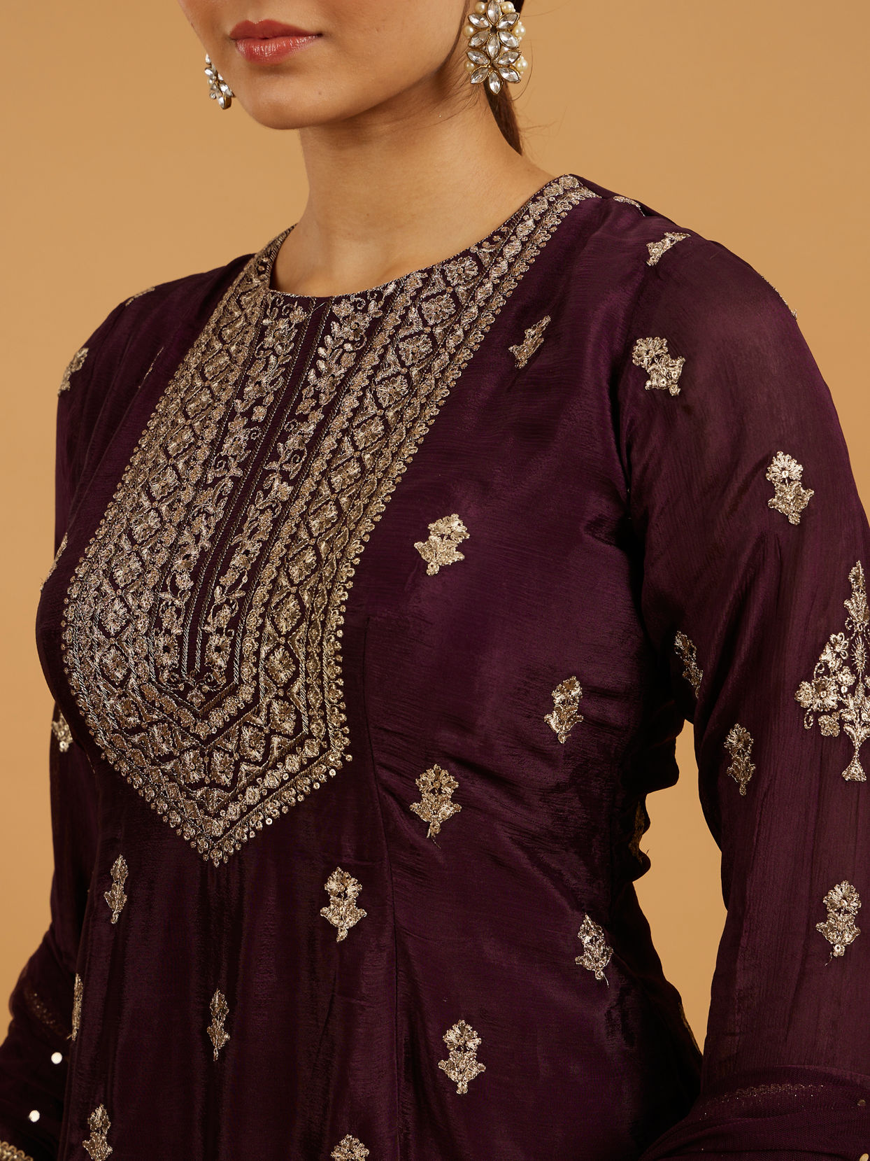 Mohey Women Wine Extravaganza Georgette Palazzo Suit