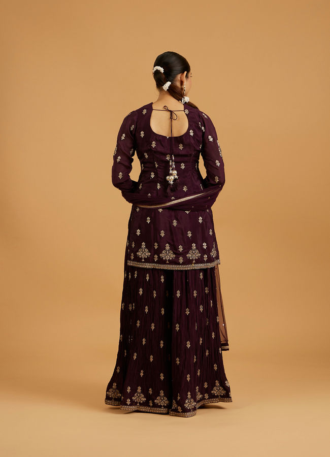 Mohey Women Wine Extravaganza Georgette Palazzo Suit