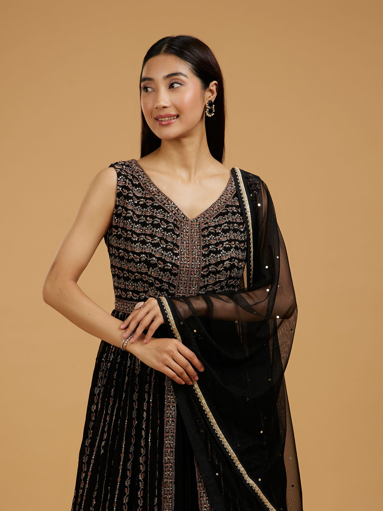 Mohey Women Enchanting Black Anarkali Suit