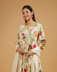 Mohey Women Elegant Cream Anarkali Suit