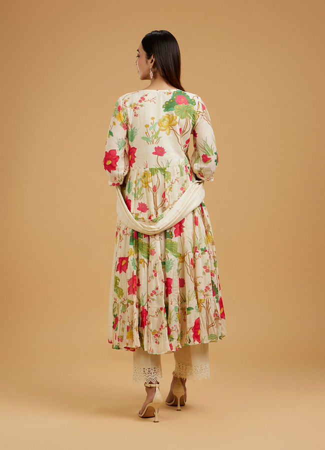 Mohey Women Elegant Cream Anarkali Suit