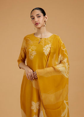 Mohey Women Radiant Mustard Yellow Straight Suit Set