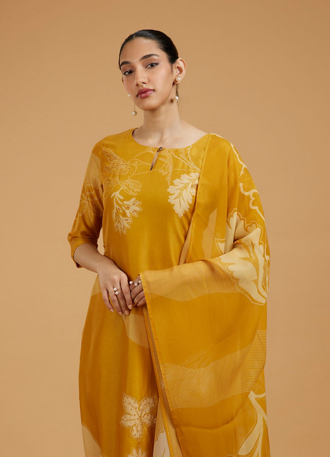 Mohey Women Radiant Mustard Yellow Straight Suit Set