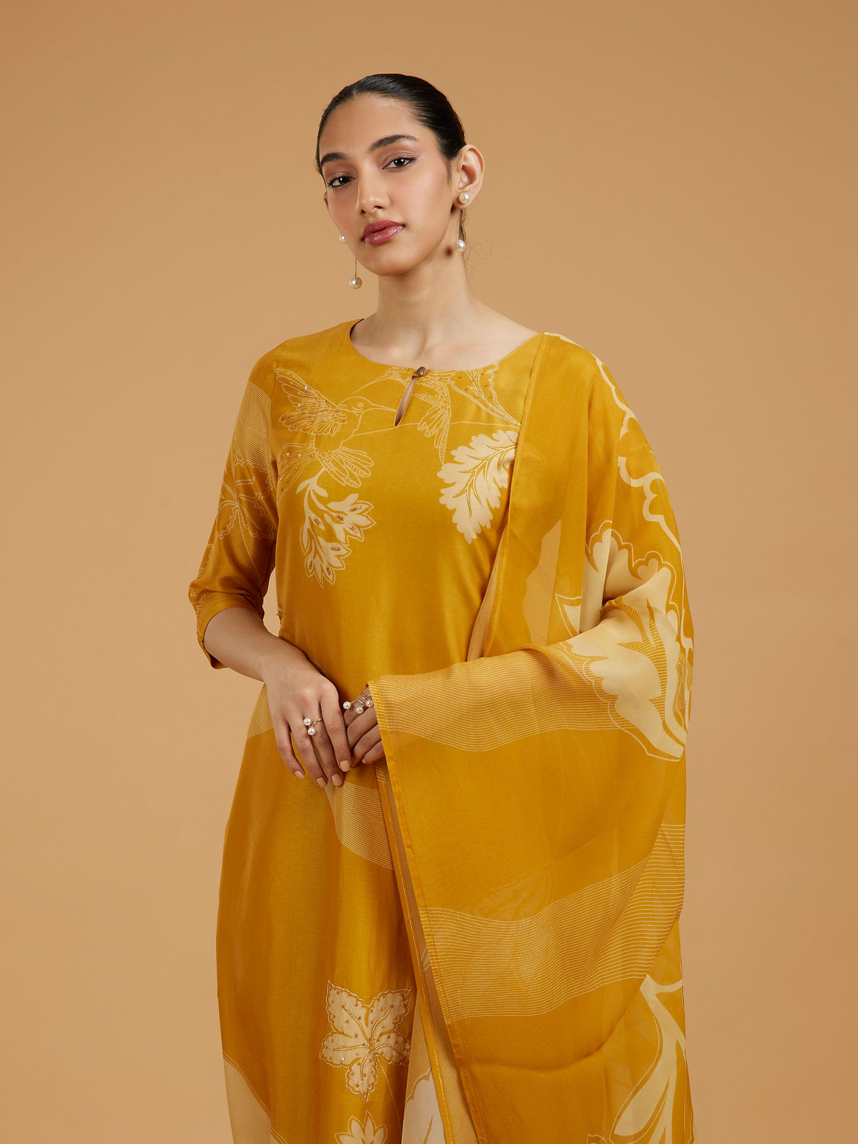 Mohey Women Radiant Mustard Yellow Straight Suit Set