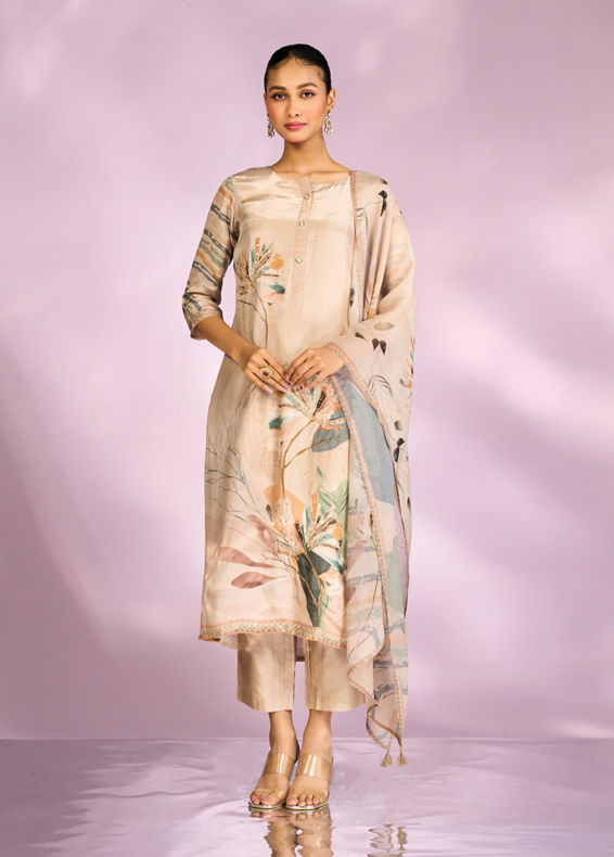 Mohey Women Fawn Colored Mesmerizing Straight Suit